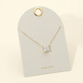 18K Gold Dipped Cushion Cut Crystal Pendant Necklace