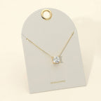 18K Gold Dipped Cushion Cut Crystal Pendant Necklace