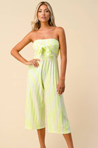 AR35176VS - VERTICAL STRIPE FRONT TIE TUBE JUMPSUIT