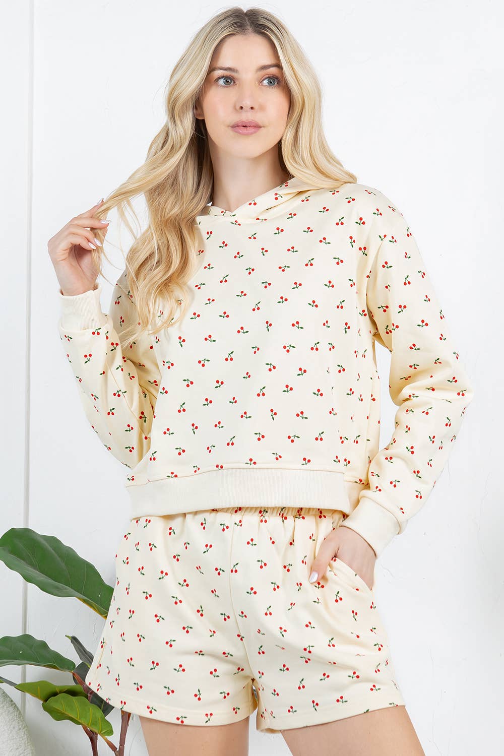 Cherry Print Sweat and Short Set