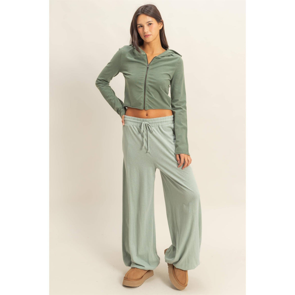 Zip Up Cropped Hoodie