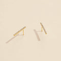Bar Rhinestones Gold Dip Stud Earrings | Sleek Bar Rhinestone Gold-Dipped Stud Earrings