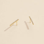 Bar Rhinestones Gold Dip Stud Earrings | Sleek Bar Rhinestone Gold-Dipped Stud Earrings