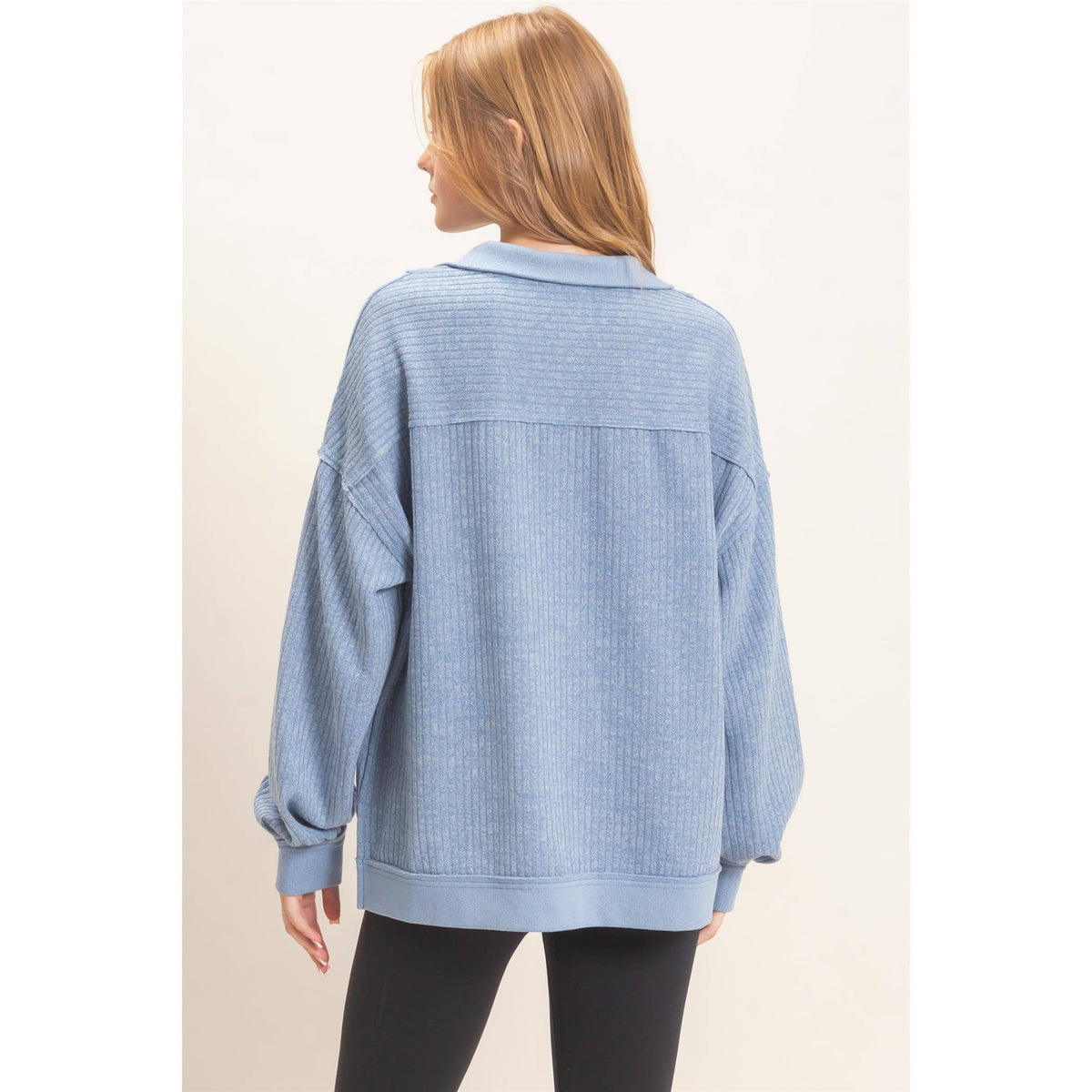 Ribbed Knit Half-Zip Pullover