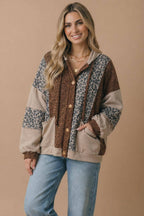 Two-tone Leopard Print Color Block Jacket