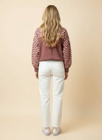 HT20242 Striped Drop-Shoulder Pullover Sweatshirt