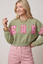 Merry Christmas Patch Pistachio Crop Sweatshirt
