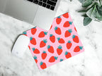 Mousepad Pink Grid Strawberry Design