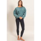Acid Wash Seam Detail Crew Neck Sweatshirt