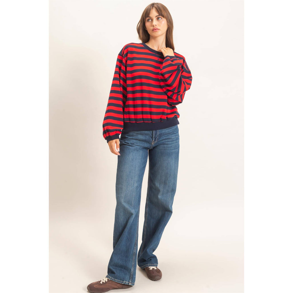 Striped Crew Neck Sweatshirt