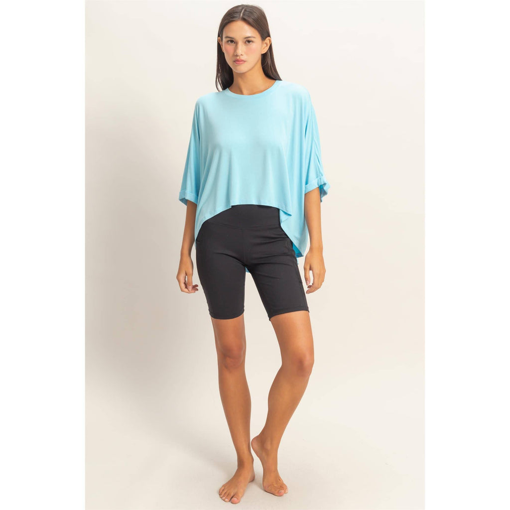 Relaxed High-Low Batwing Sleeve Top