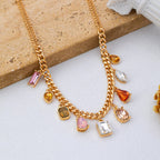 Multi-Shape Earth Tone Crystal Charm Necklace | 80N93404