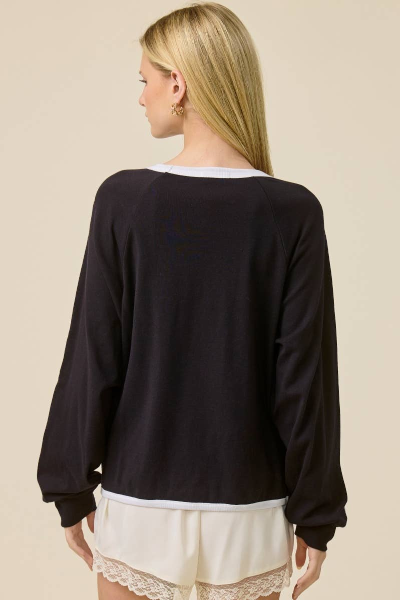Free Bird Vintage Graphic L/S Vintage Rib Knit Pullover