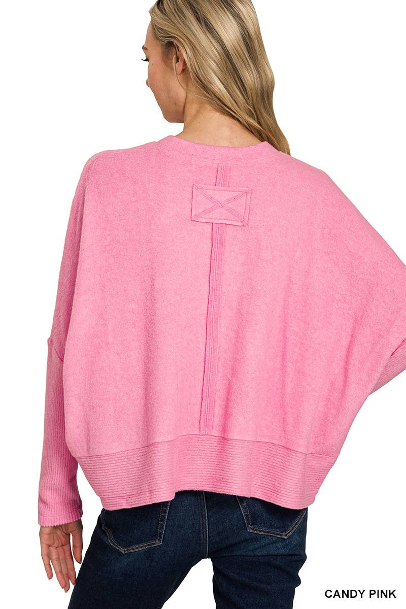 Brushed Melange Hacci Dolman Sleeve Sweater