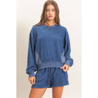 Contrast Sweatshirt & Shorts Set