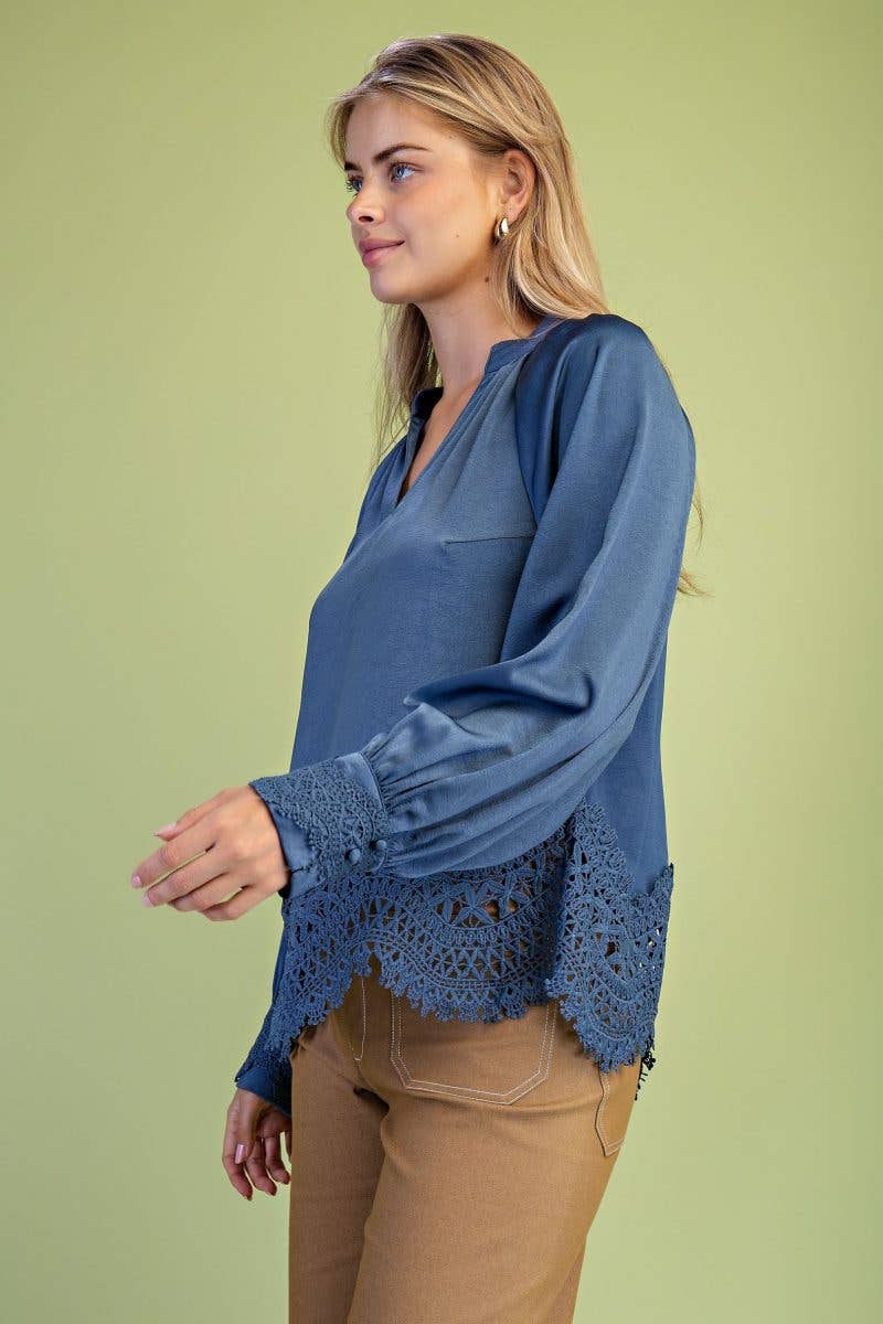 Satin V-neck Blouse