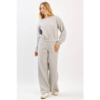 QUILTED CREW NECK SWEATSHIRT AND PANTS SET