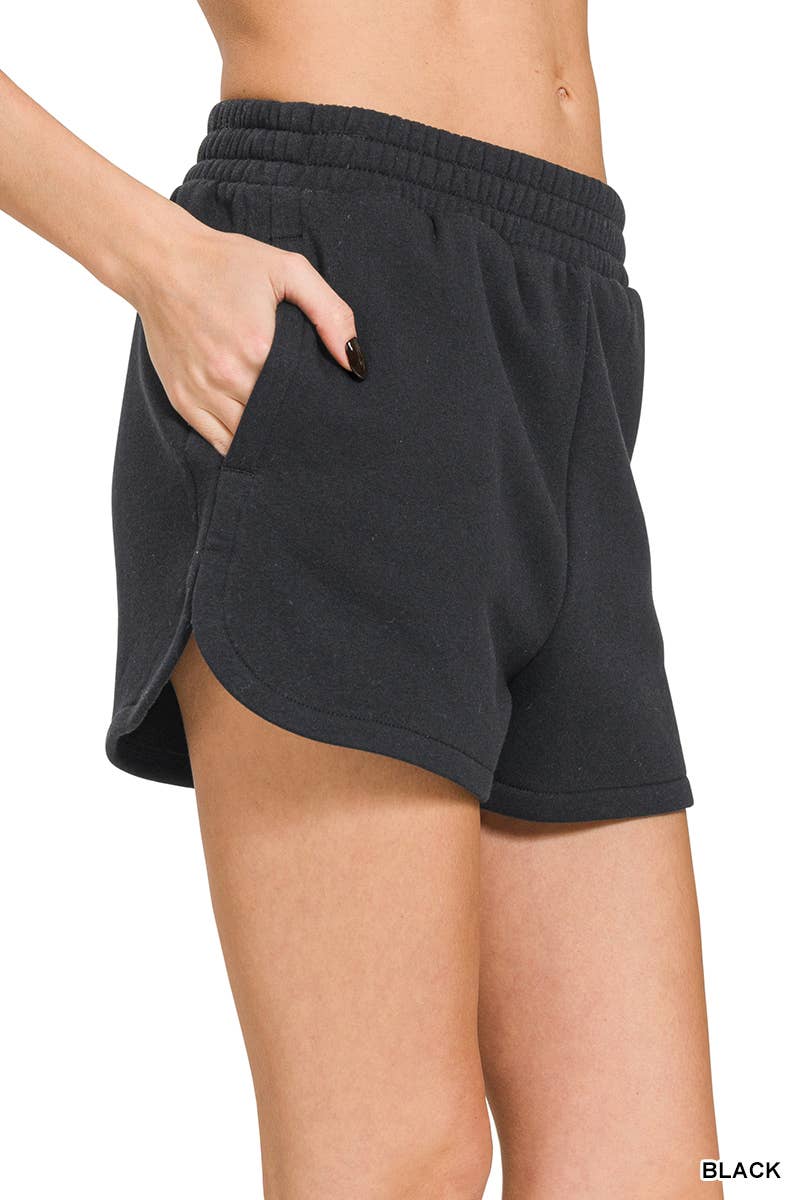 Elastic Waistband Dolphin Shorts