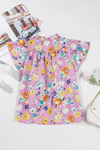 Floral Flutter Sleeve V-Neck Top