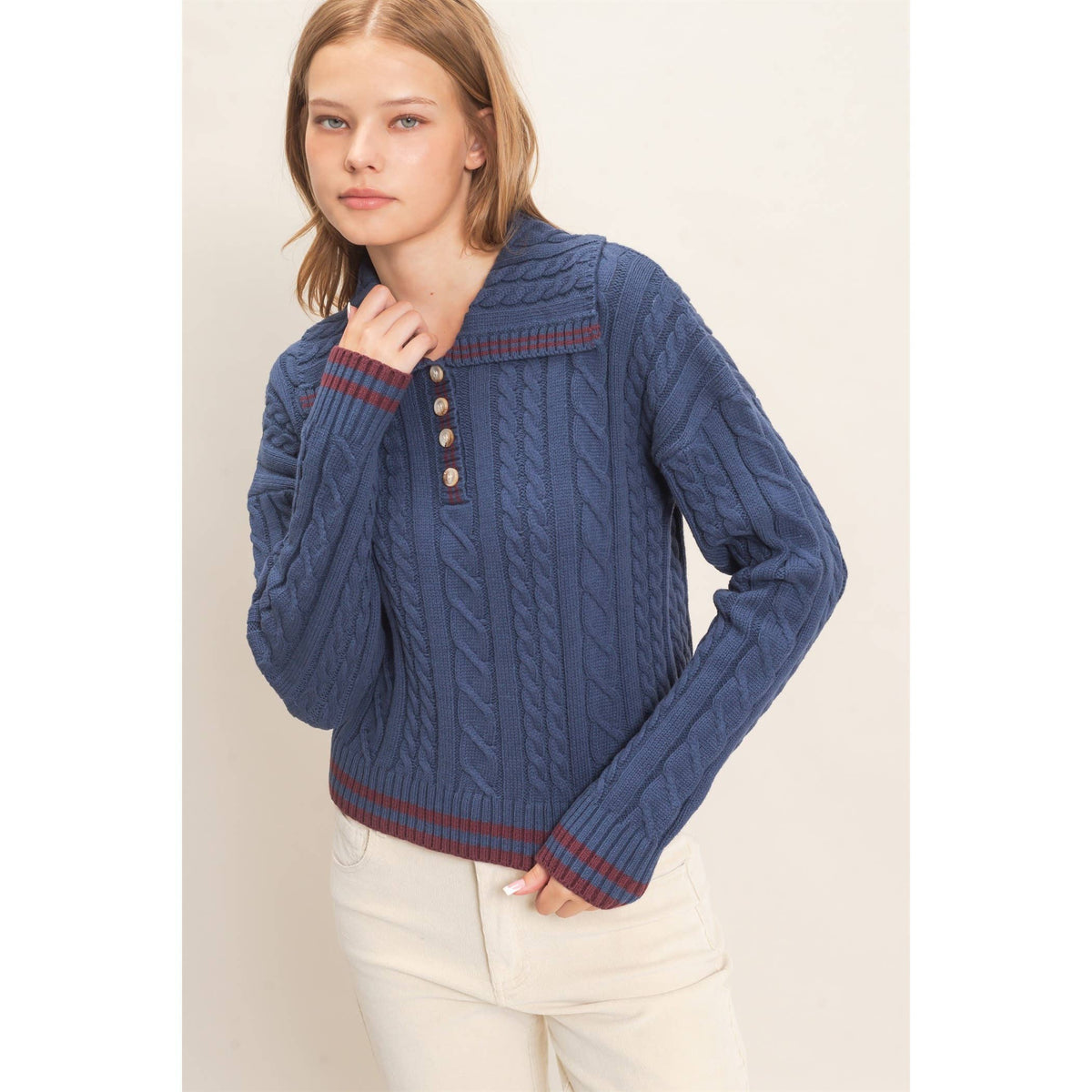 Cable Knit Collar Sweater