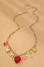 CHARM NECKLACE-HEARTS KEY BOW LOVE | 80N92641