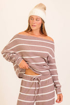 Striped One-Shoulder Lounge Set