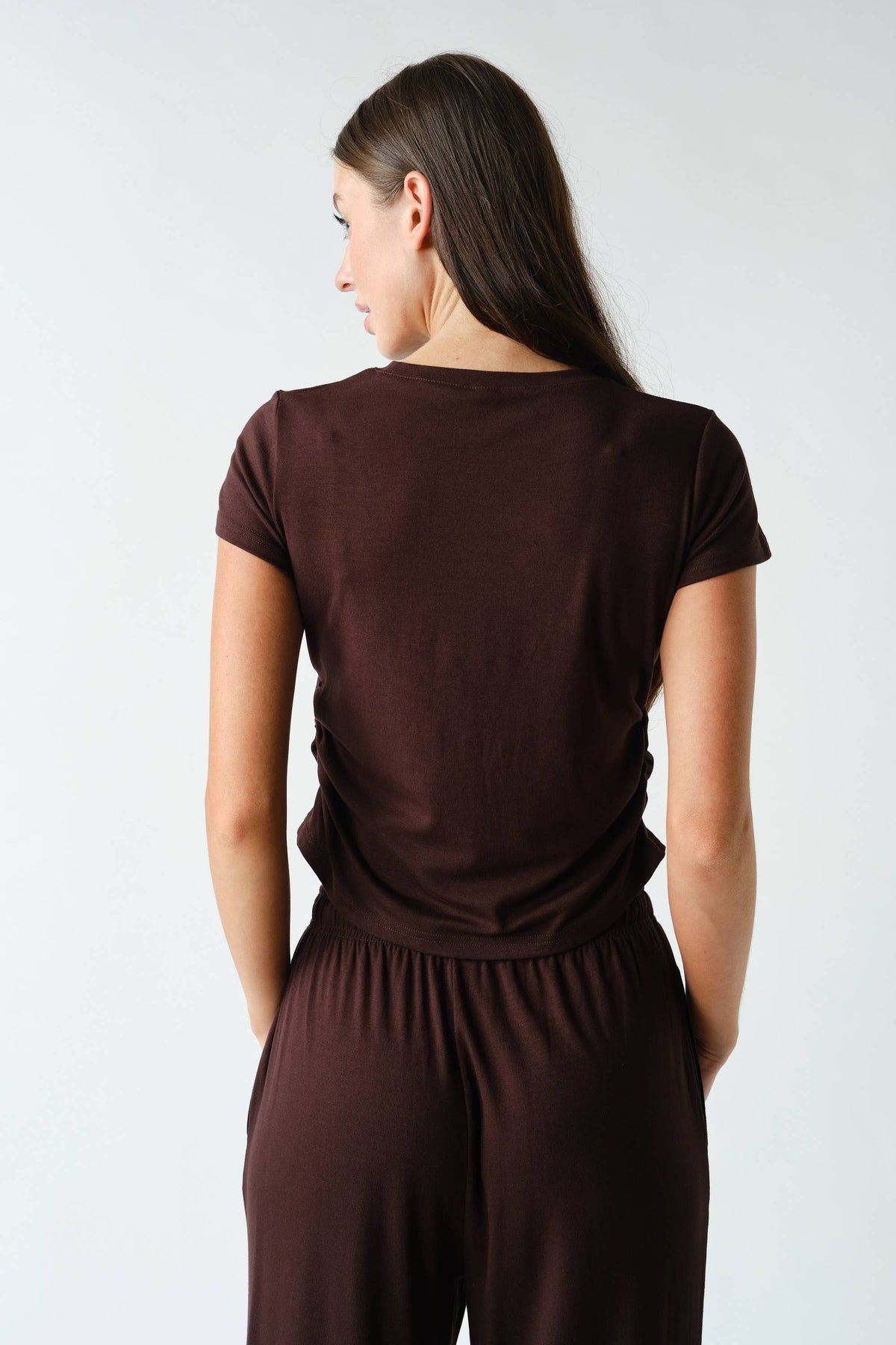 Marlow Short-Sleeve Ruched Two-Piece Set
