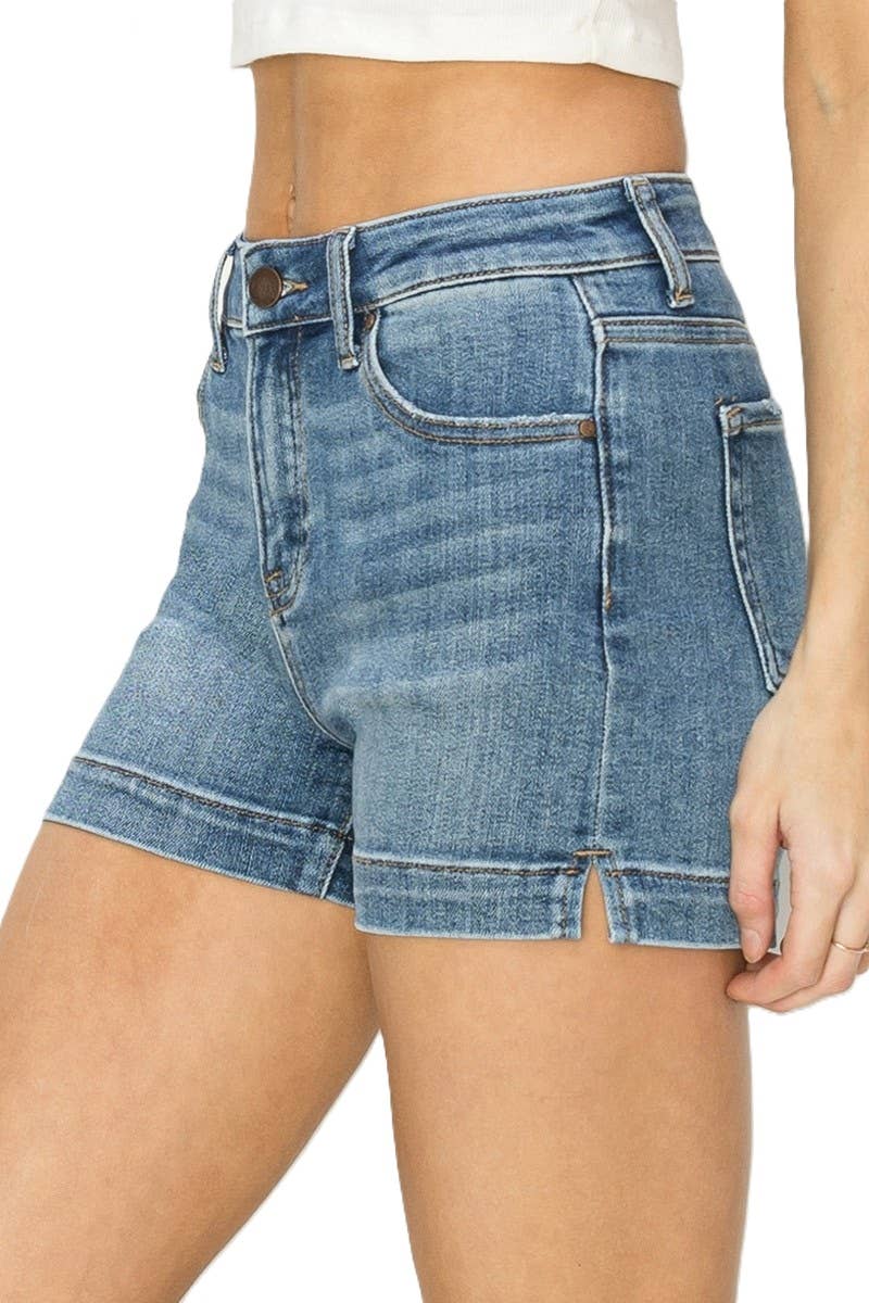 High Rise Side Slit Basic Shorts