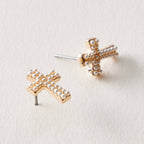 Pearl Cross Stud Earrings – Mini Cross Pearl Earrings