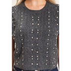 Embellished Cable Knit Sweater
