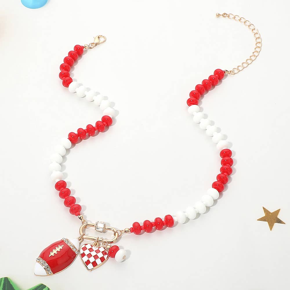 Gameday Football Beaded Necklace