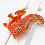 Rhinestone Jumbo Racoon Squirrel Hair Claw Clips | 40H1165