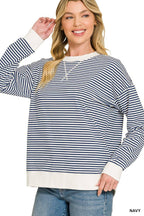 Striped Rib Banded Pullover