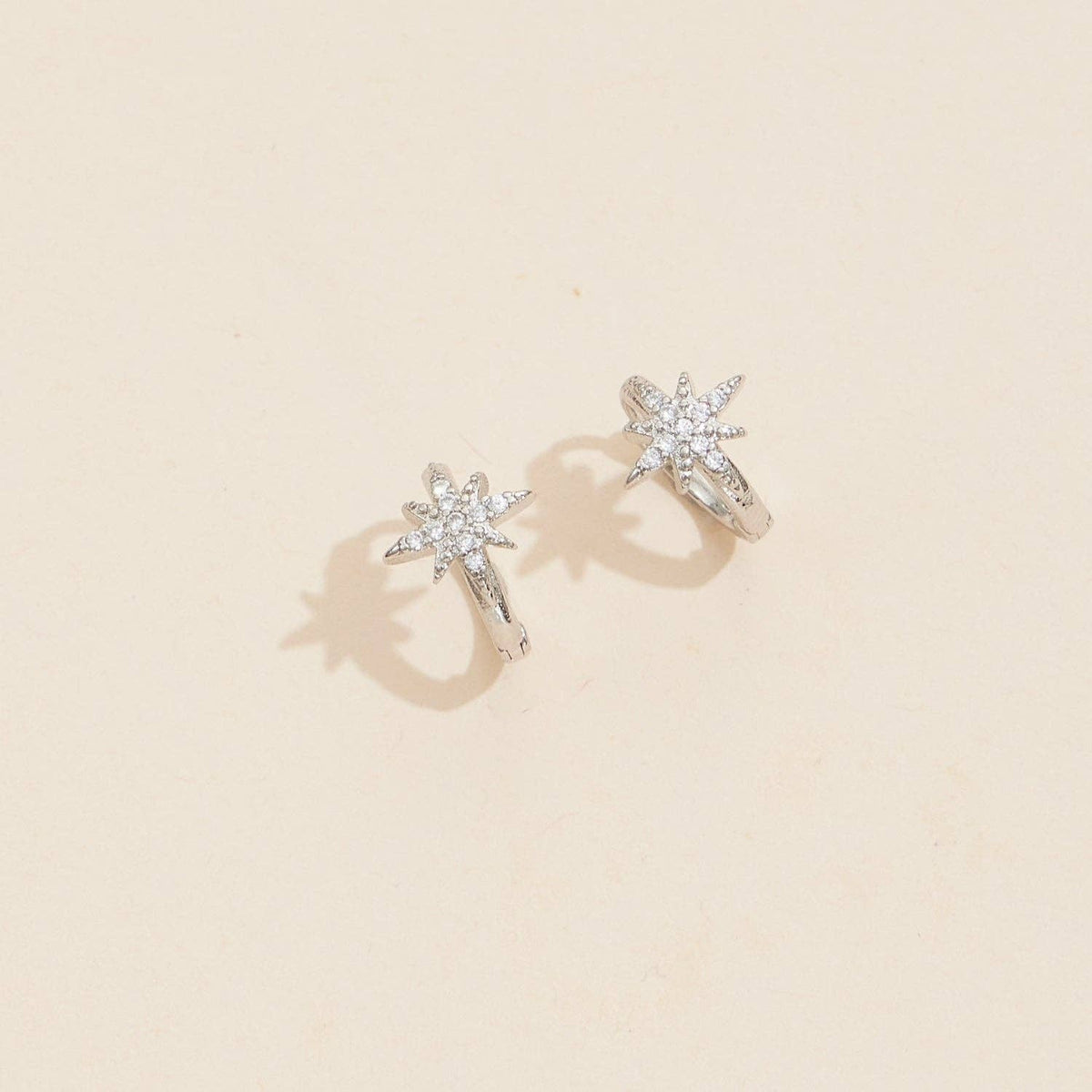 Brass North Star Huggie Earrings | 18K Gold Dipped