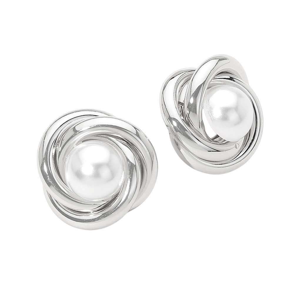 Pearl Knot Stud Earrings