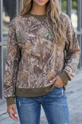Vintage Dark Camo Long Sleeve Pullover Sweatshirt