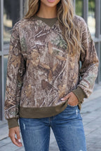 Vintage Dark Camo Long Sleeve Pullover Sweatshirt
