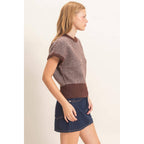 Chevron Knit Cap Sleeve Sweater