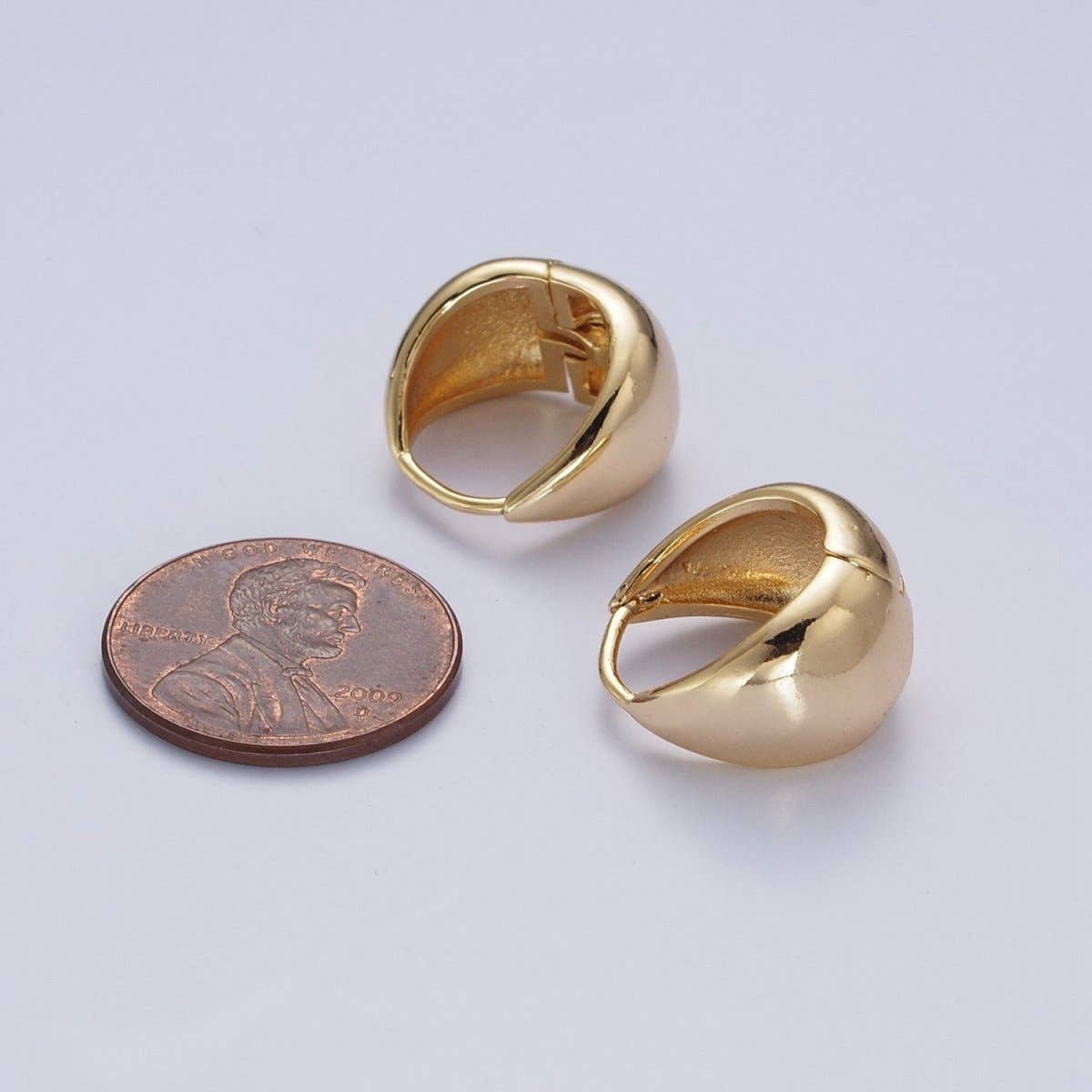 24K Gold Filled Chubby Band Hoops Earrings