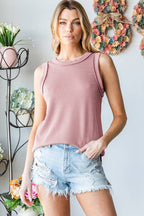 ET7276-11 SLEEVELESS SOLID URBAN RIBBED TOP