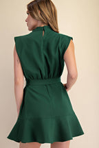 Cowl Neck Sleeveless Waist Tie Mini Dress