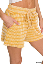 0420 Raised Rib Striped Tee & Shorts Set SI-29196
