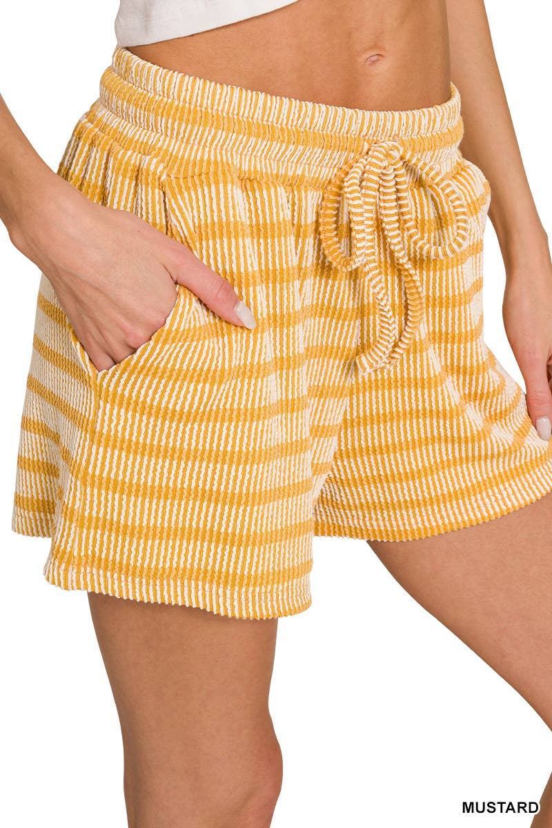 0420 Raised Rib Striped Tee & Shorts Set SI-29196