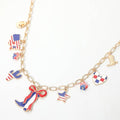 American USA Flag Western Boot Cactus Map Heart Star Charm Station Necklace