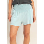 Smocked Waist Mineral Wash Shorts