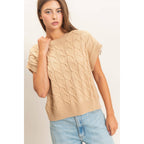 Cable Knit Cap Sleeve Sweater