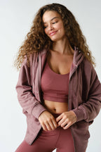 Fleece Hoodie Jacket with Tapered Sleeves