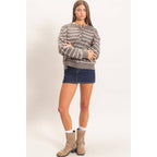 Stripe Henley Sweater