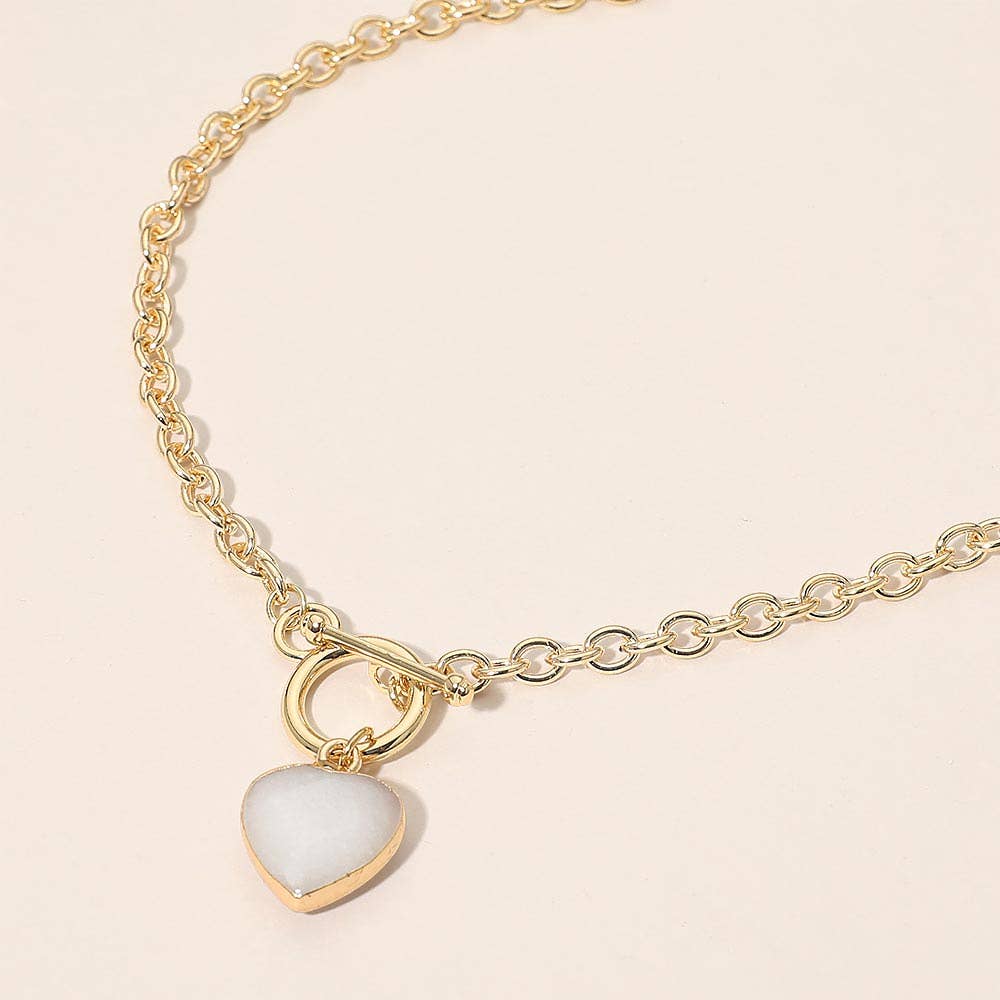 Heart Charm Pendant Toggle Necklace