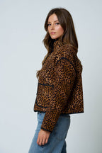 LEOPARD PRINT SNAP BUTTON JACKET